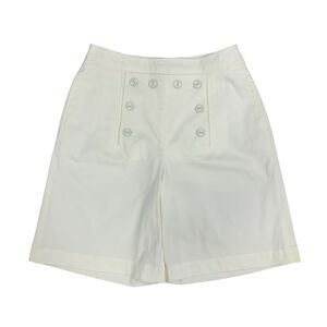 Marie Valois Golf Shorts Women Size 4 Side Zip White Button Front Detail Hi Rise